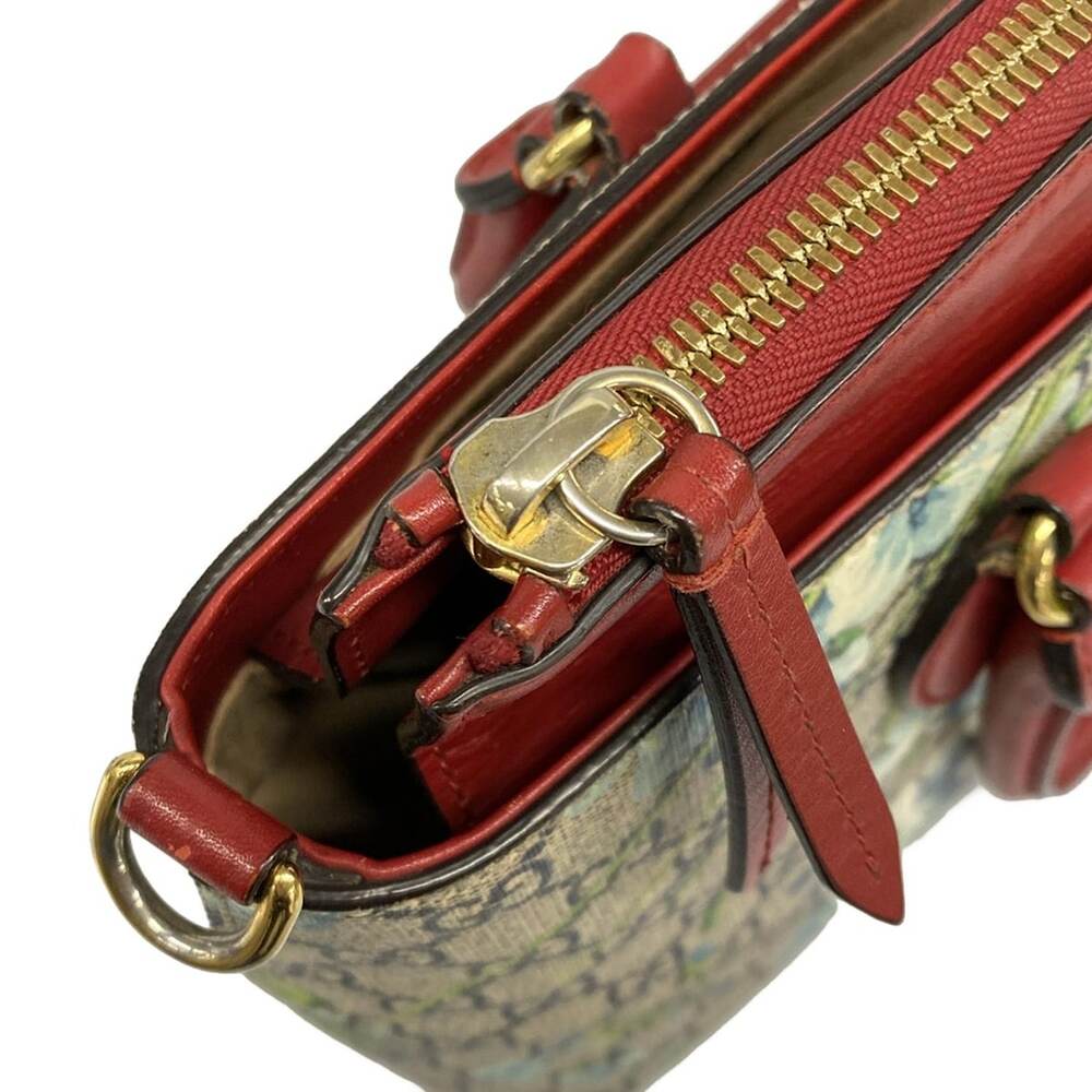 Gucci GG Blooms Handbag 409534 Beige Red Multi PVC Leather - Picture 12 of 15